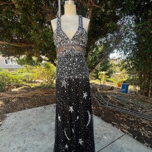 Celestial Bead & Sequin Embroidered Formal Gown
